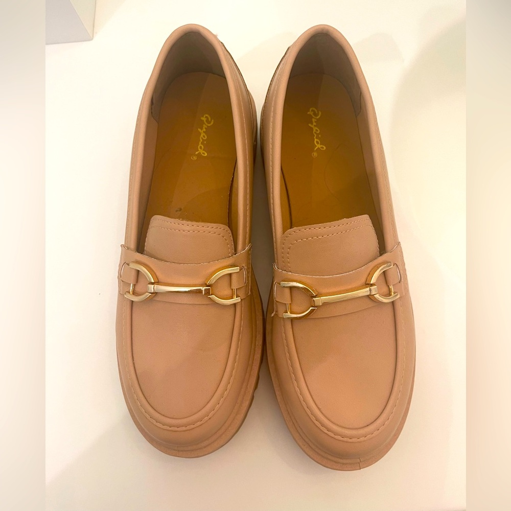 Chunky platform loafers, neutral